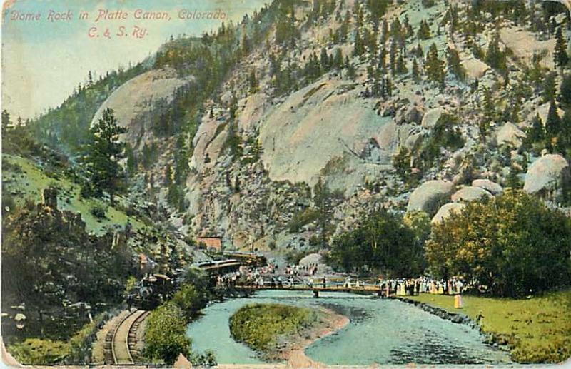 C & S Railroad View at Dome Rock in Platte Canyon Colorado CO 1914