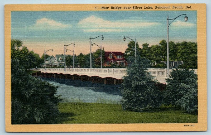 Postcard DE Rehoboth Beach Delaware New Bridge Over Silver Lake c1950s X5