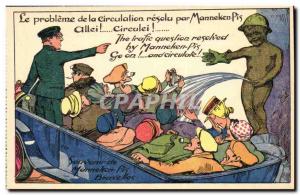 Belgie Belgium Old Postcard Manekken Pis The problem of traffic resolved Alle...