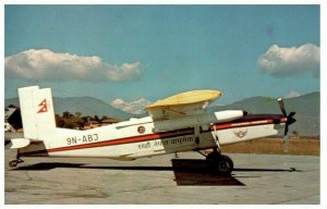 Royal Nepal Airlines Pilatus PC 6 Turbo Porter Airplane Postcard