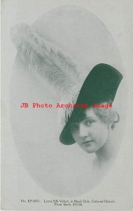 Advertising Postcard, Lyons Silk Velvet Colored Ostrich Hat & Feathers, Chicago