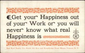Work Labor Social History GET HAPPINESS OUT OF YOUR WORK c1910 Postcard gfz