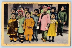 San Francisco California Postcard Chinese Children Chinatown Scene 1947 Vintage