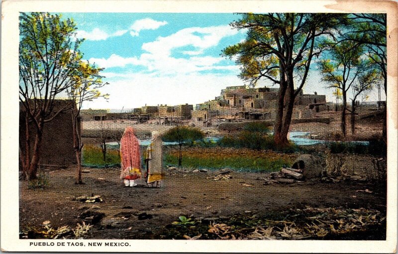 Pueblo De Taos New Mexico Historic Pueblo Indian Village WB Postcard 