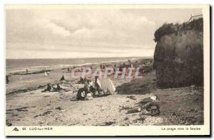 Old Postcard Luc Sur Mer The Beach toward the cliff