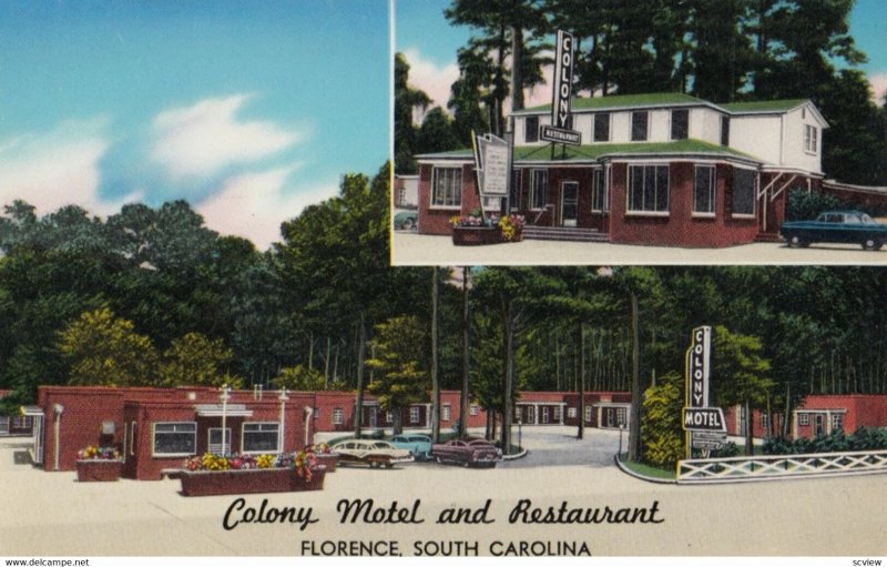 FLORENCE , South Carolina, 50-60s ; Colony Motel & Restaurant
