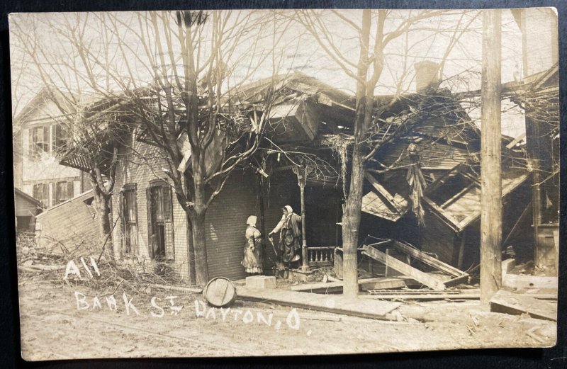 1913 Dayton OH USA RPPC Postcard Cover All Bank Street During The Flood 