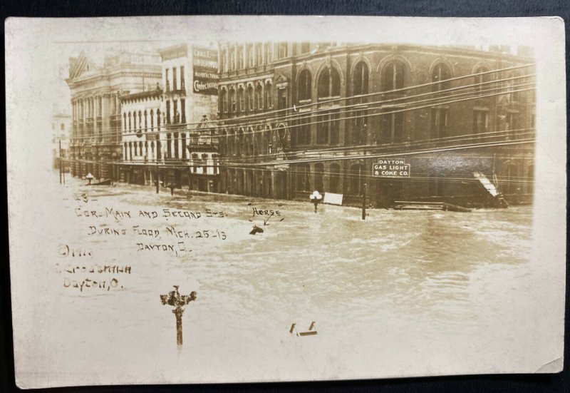 Mint USA RPPC Postcard Dayton Ohio Main & Second Street During Flood 