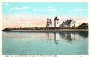 Vintage Postcard 1928 Long Point Light at Tip End of Cape Cod Provincetown Mass.