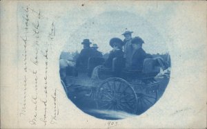 Alpena Cancel Michigan MI Horse Carriage Cyanotype c1905 Real Photo Postcard