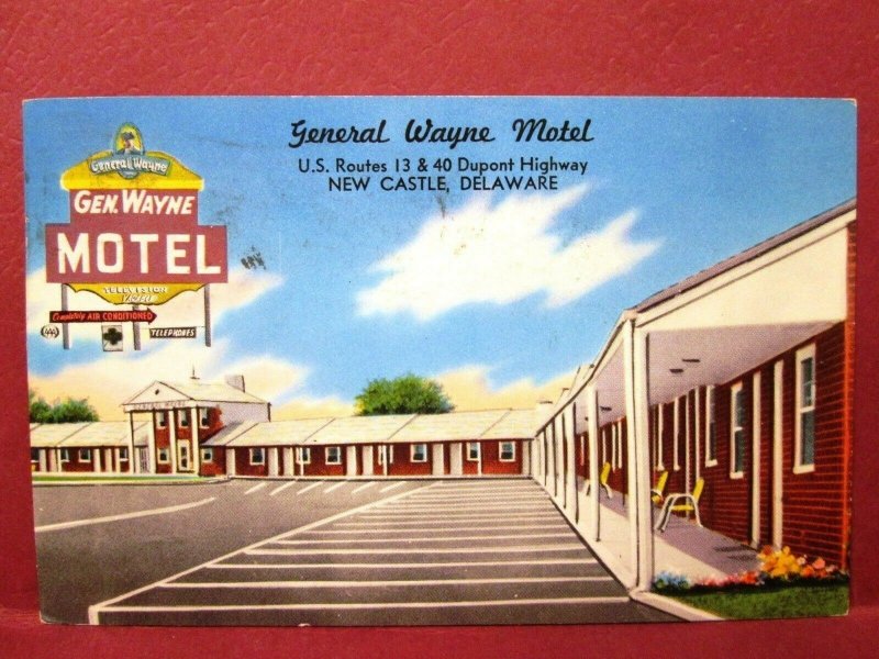 Postcard DE New Castle General Wayne Motel