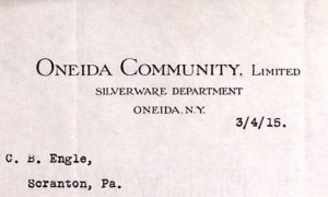 1915 ONEIDA NEW YORK ONEIDA COMMUNITY LIMITED LETTERHEAD LETTER Z187