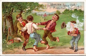 Trade Card - Woolson Spice Boys Dancing in field