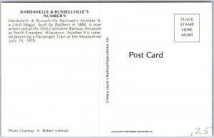 Darndanelle & Russellville's Railroad #9 A 2-6-0 Mogul Passenger Train Postcard