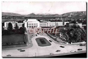 Modern Postcard Geneva Palace of Nations views of the city and Mont Blanc