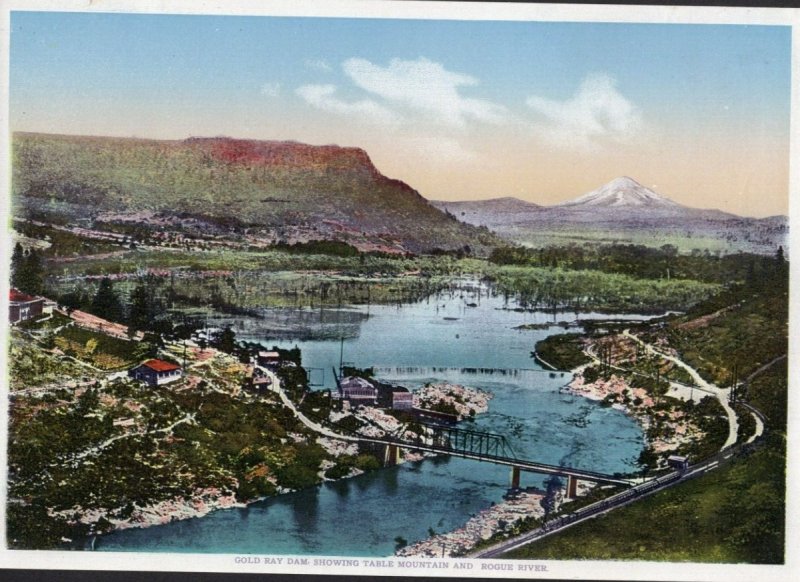 Vintage Print View of Gold Ray Dam Showing Table Mountain and Rogue River c1915