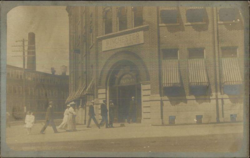 New Haven CT Winchester Repeatings Arms Co Offices Real Photo Postcard GUN RTD