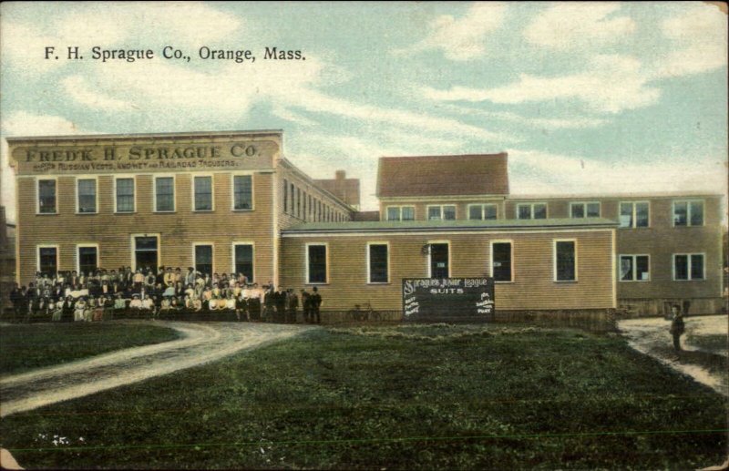 Orange MA FH Sprague Co Factory & Employees c1910 Postcard