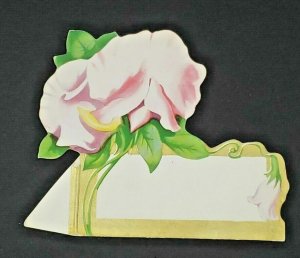 Vintage Die Cut Folding Self Standing Place Cards Floral Pink and Purple Flowers