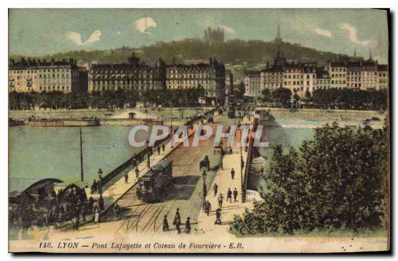Old Postcard Lyon Pont Lafayette Coteau de Fourviere