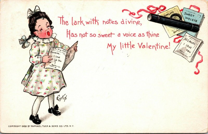 MY LITTLE VALENTINE  - E. CURTIS VICTORIAN ERA - TUCK POSTCARD