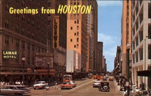 Houston Texas TX Bus Buses Metropolitan Theatre 1960s Street Scene PC