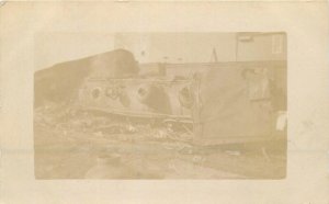 Postcard RPPC 1909 Michigan Vermontville train Wreck Disaster aftermath 23-12776