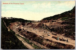 Section Of The Panama Canal Mountains Attractions Antique Postcard