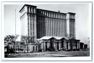 Detroit Michigan RPPC Photo Postcard Michigan Central Depot Exterior View c1940