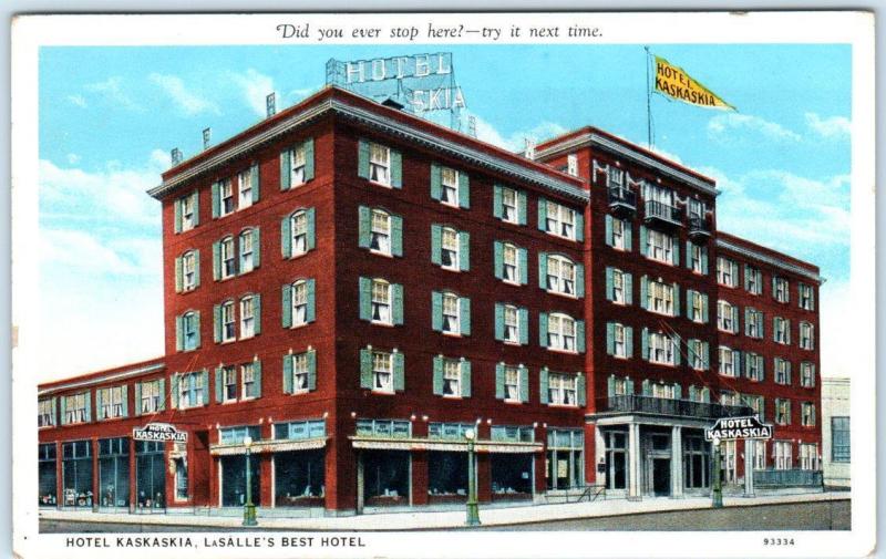 LaSALLE, Illinois  IL    HOTEL KASKASKIA   ca 1920s    Postcard