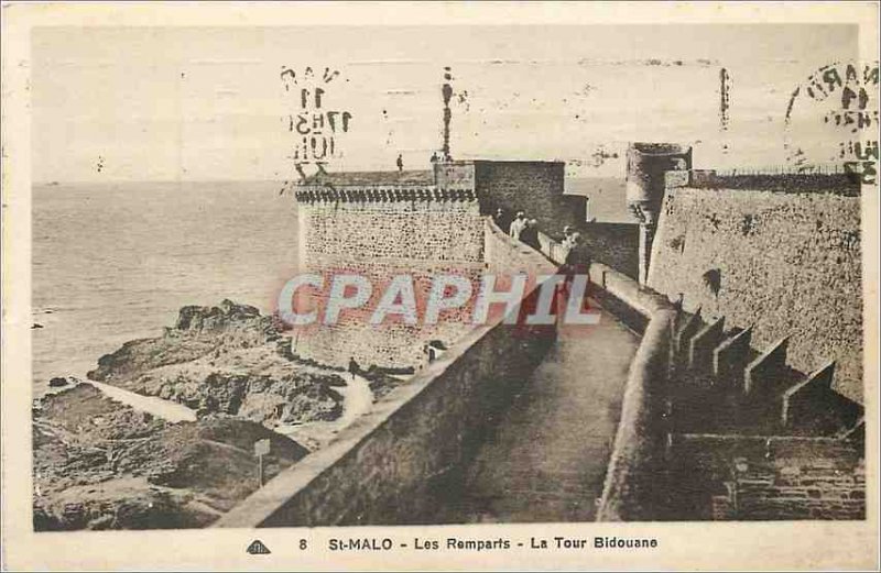 Old Postcard St Malo Ramparts The Tower Bidouane