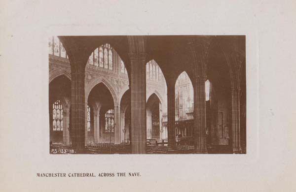 Manchester Cathedral Church 1918 WW1 Wartime Dated Real Photo Nave Postcard