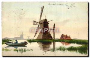 Postcard Old Mill Netherlands windmill
