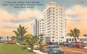 Miami Beach Florida Monte Carlo Hotel Linen Vintage Postcard AA30349