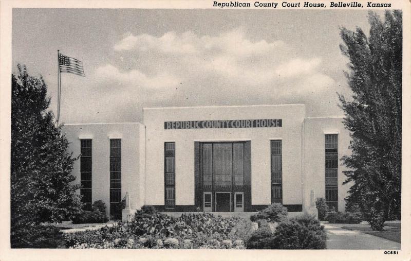 Republican County Court House, Belleville, Kansas, Early Postcard, Unused