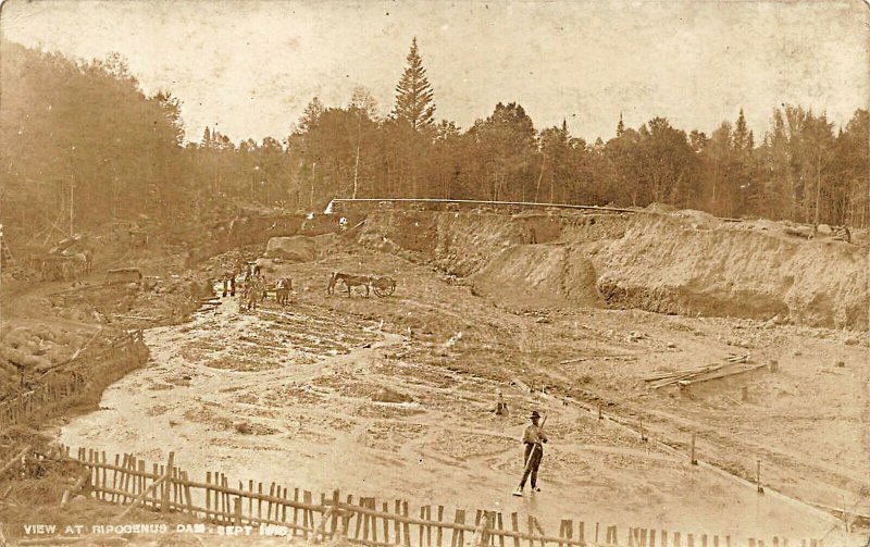 Ripogenus Dam ME Early Building Area Real Photo Postcard