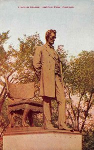 CHICAGO, Illinois IL   ABRAHAM LINCOLN STATUE In LINCOLN PARK  c1910's Postcard