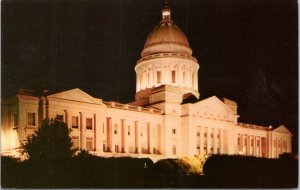 Postcard AR Little Rock - State Capitol building at night