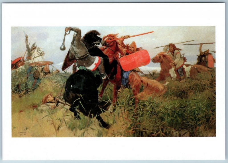 VASNETSOV Fight of Scythians with Slavs Warrior Fairy Tale New Russia Postcard