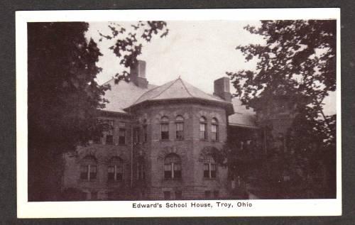 TROY OHIO OH View of Edward's School House Postcard PC