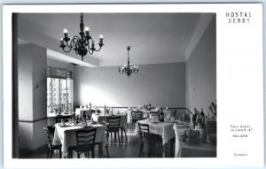 RPPC  MALAGA, SPAIN   Interior Dining Room  HOSTAL DERBY   Postcard