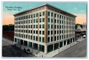 c1910 Davidson Building Exterior Street Sioux City Iowa Vintage Antique Postcard