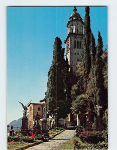 Postcard Cemetery and Church of Santa Maria, Lake Lugano, Morcote, Switzerland