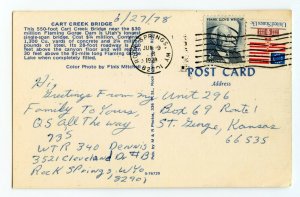 Postcard Cart Creek Bridge Flaming Gorge Dam Utah Standard View Card QSL 