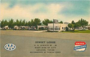 Abilene Texas 1940s Sunset Lodge roadside Teich linen postcard 2793