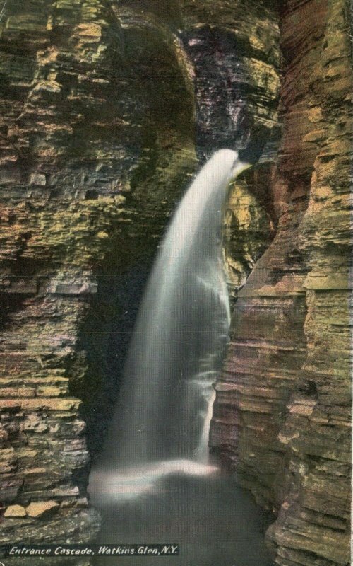 Vintage Postcard 1910's Entrance Cascade Watkins Glen NY New York Pub. Baker Bro