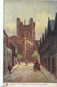 Cheshire Postcard - Chester - The Cathedral from Werburgh Street   ZZ439