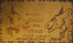 Donkeys in Bowties c1910 Real Leather Postcard