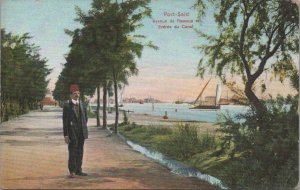 Postcard Egypt Port Said Avenue Rassoua Entrance Suez Canal