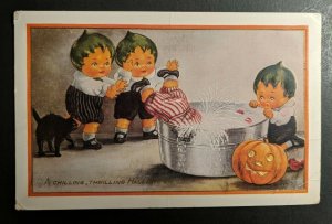 Vintage Chilling Thrilling Halloween Embossed Illustrated Postcard